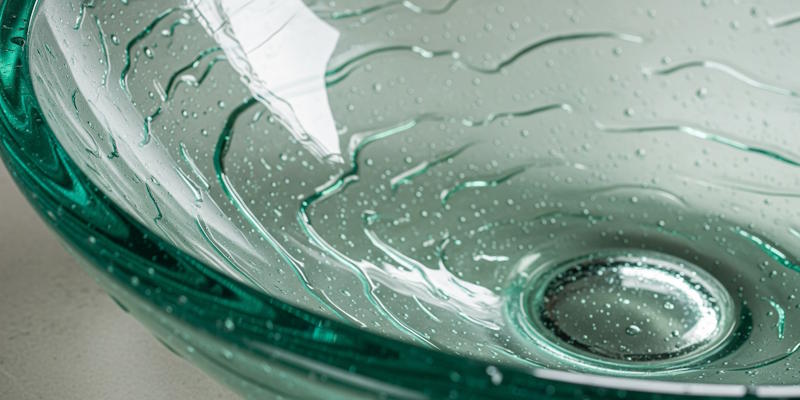 Close-up of glass basin material